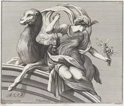 Аллегория Азии, из Четырех континентов by Иоганн Юстин Прейслер, 1732 — digital art print download