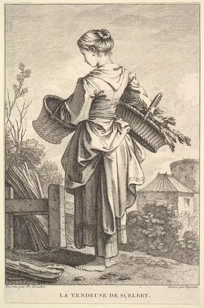 The Seller of Celery (After François Boucher) by John Ingram, 1741–1763 — digital art print download