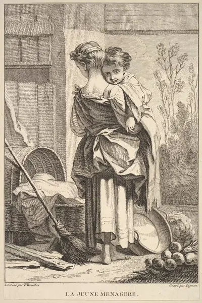The Young Housekeeper (After François Boucher) by John Ingram, 1741–1763 — digital art print download