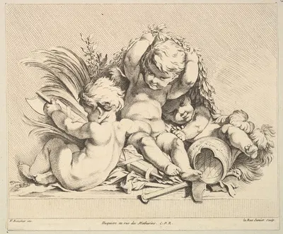 Three Cupids with Military Trophies by Louis-Felix de La Rue — digital art print download