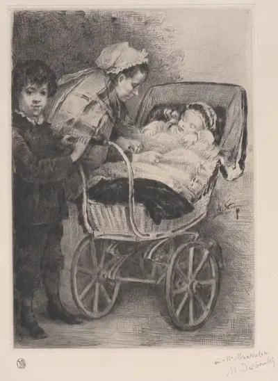 La Sortie de bébé. Выход ребенка by Марсельен-Гильберт Дебутен, 1878 — digital art print download