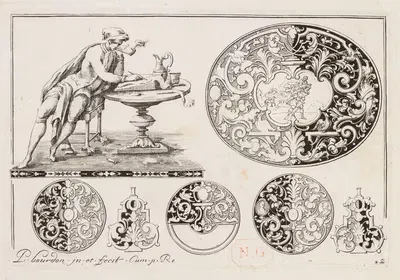 #2 из 'Livre second essais de gravjre' второй книги гравированных дизайнов by Пьер Бурдон, c. 1703 — digital art print…