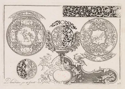 #3 из "Livre second essais de gravjre" второй книги гравированных дизайнов by Пьер Бурдон, c. 1703 — digital art print…