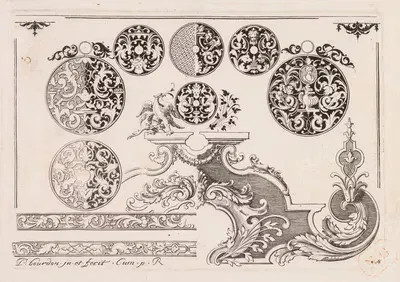 #5 из 'Livre second essais de gravjre' второй книги гравированных дизайнов by Пьер Бурдон, c. 1703 — digital art print…