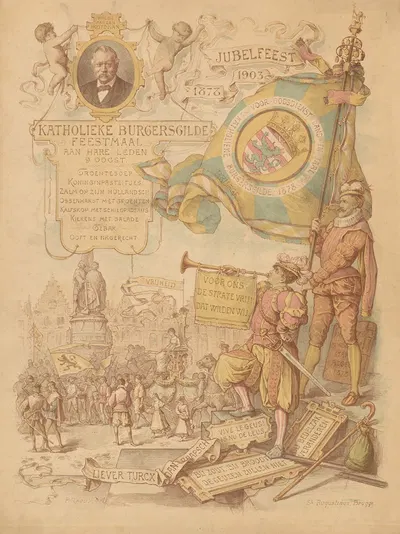Menu on the occasion of the 25th anniversary of the Catholic Civilian Corporation by Pieter Raoux, 1903 — digital art print…