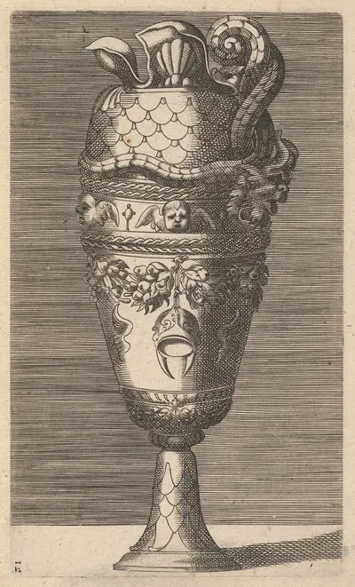 Vase with Cherubs and a Helmet by René Boyvin — digital art print download