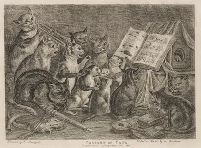 Concert of Cats by Rudolf Ackermann, 1817 — digital art print download