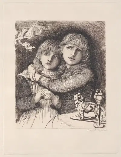 Малыши в лесу by Сэр Хьюберт фон Херкомер, 1880 — digital art print download