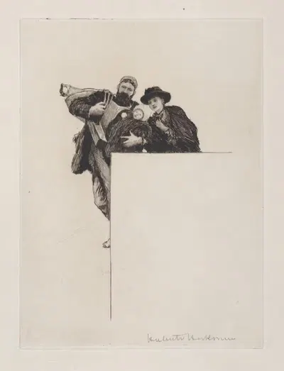 Приглашение с виньеткой из 'Первенца' by Сэр Хьюберт фон Херкомер, 1887 — digital art print download