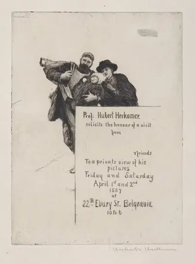 Приглашение с виньеткой из 'Перворожденного' by Сэр Хьюберт фон Херкомер, 1887 — digital art print download
