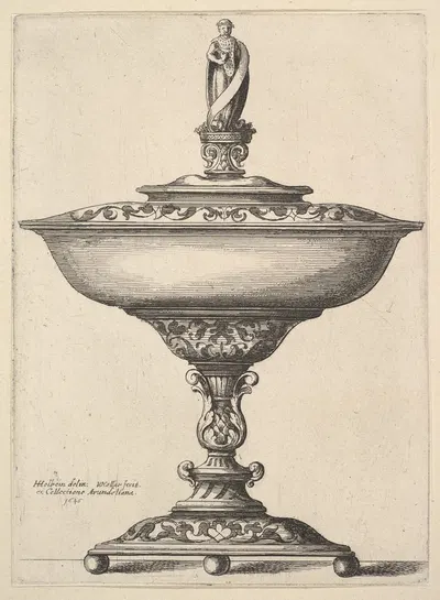 A wide cup with ball feet by Венцеслав Голлар, 1646 — digital art print download
