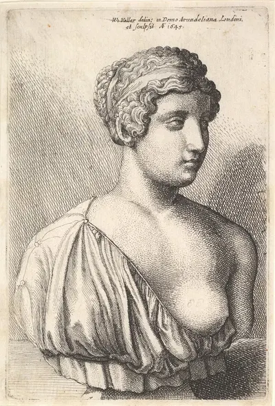 Antique bust of a woman by Wenceslaus Hollar, 1645 — digital art print download