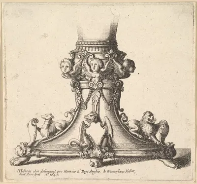 Base of an ornamental cup by Венцеслав Голлар, 1645 — digital art print download