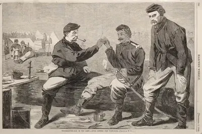 День благодарения в армии – После ужина; Кость желания by Уинслоу Хомер, 1864 — digital art print download