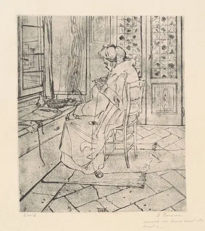 Моя мама, которая работает by Умберто Боккьони, 1907 — digital art print download