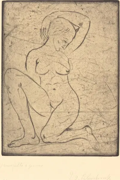 На коленях, маленький (Книдене, кляйн) by Вильгельм Лембрук, 1910 — digital art print download