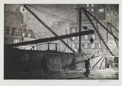 Деррики ночью by Мартин Льюис, 1927 — digital art print download
