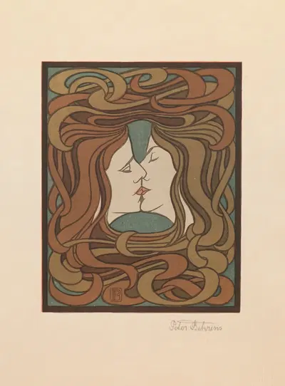 Поцелуй by Петер Бехренс, 1898 — digital art print download