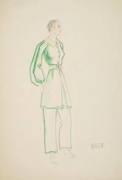 Button, Button: Unidentified Character in Green by Alex Jones, 1934-1943 — digital art print download