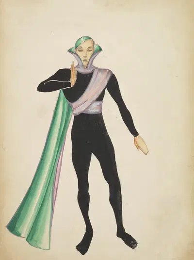 Candide: Unidentified Character in Black Bodysuit, Silver Sash, and Green Cape by Alex Jones, 1934-1943 — digital art print…
