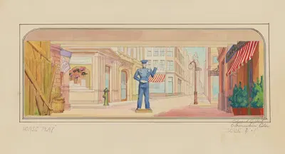 Игра с лошадьми: Эскиз № 3, Акт 2 (Улица снаружи). by Эдвард Гилберт, 1934-1943 — digital art print download