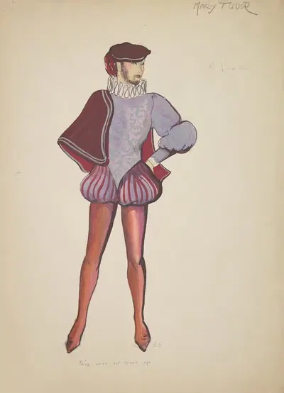 Mary Tudor: Lord, violet patterned doublet by Emile Stoner, 1934-1943 — digital art print download