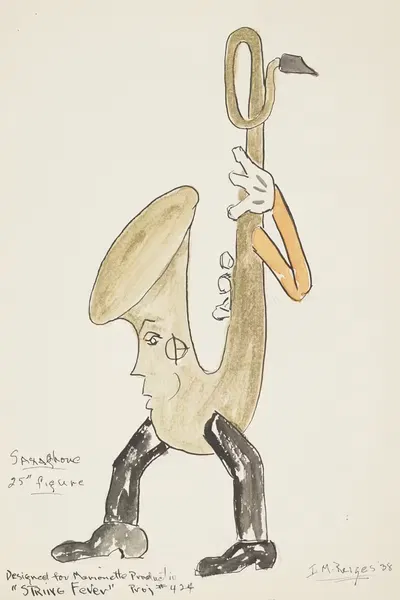 Струнная лихорадка (марионетка): Саксофон by Ирвинг М. Рейзес, 1934-1943 — digital art print download