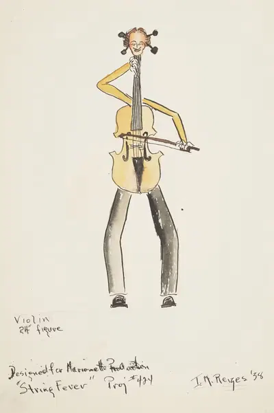 Струнная лихорадка (марионетка): Скрипка by Ирвинг М. Рейзес, 1934-1943 — digital art print download