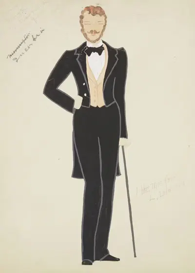 New York Fireman: Black tailcoat, black trousers by Lucie Gilligan, 1934-1943 — digital art print download