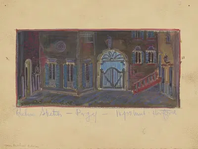 Порги: Эскиз №1, Предварительный эскиз (Уличная сцена) by Майкл Адриан, 1934-1943 — digital art print download