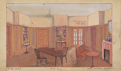 Летучая мышь: Эскиз № 1 Акт I (Домашний интерьер) by Нелс Астнер, 1934-1943 — digital art print download
