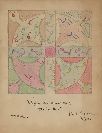 Большой удар, эскиз № 1, дизайн для коврика с крючком by Поль Кадорет, 1934-1943 — digital art print download