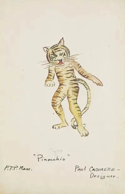 Пиноккио: Тигр. Желтый костюм тигра by Поль Кадорет, 1934-1943 — digital art print download