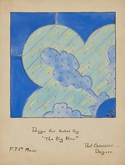 Большой взрыв: Эскиз № 4, Дизайн для коврика by Поль Кадорет, 1934-1943 — digital art print download