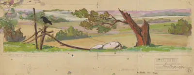 Кровь и гром: Эскиз № 3 (Пастораль с вороном) by Поль Узунов, 1934-1943 — digital art print download