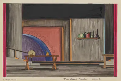 Men Against Microbes: Sketch no. 1, Scene I by Richard D. Foley, 1934-1943 — digital art print download