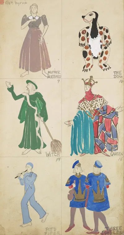 Mother Goose Goes to Town: Mother Hubbard: The Dog: Witch: Queen: by Robert Byrne, 1934-1943 — digital art print download