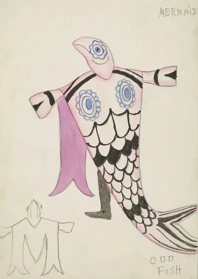 The Little Mermaid: Odd Fish pink fish costume by Robert Byrne, 1934-1943 — digital art print download