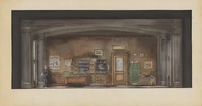 It Can't Happen Here: Act II Scenes 1 and 3, Editor's Office by Tom Adrian Cracraft, 1934-1943 — digital art print download