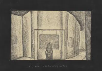 Monsignor's Hour: Sketch no. 1, 'Set' (Pencil Sketch of Throne Room) by William Perkins, 1934-1943 — digital art print…