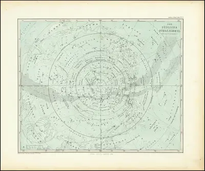 Der Südliche Stern.Himmel and Der Nördliche Stern.Himmel by Adolf Stieler, 1872 — digital art print download