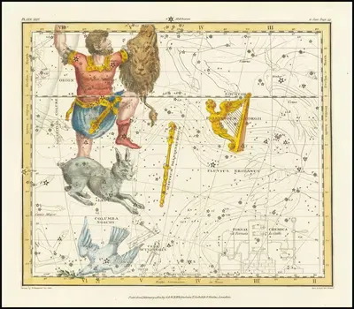 Орион, Псалтирь Георгия, Скипетр Бранденбурга, Заяц и Голубь Ноя by Александр Джеймисон, 1822 — digital art print download