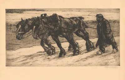 Chevaux de hâlage by Constant Eugène de Busschere — digital art print download