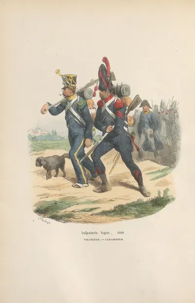 Легкая пехота, 1809 Вольтижер – Карабинер by Ипполит Белланж, 1844 — digital art print download