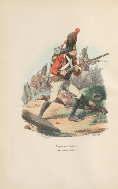 Швейцарские полки, гренадеры, 1812 by Ипполит Белланж, 1844 — digital art print download