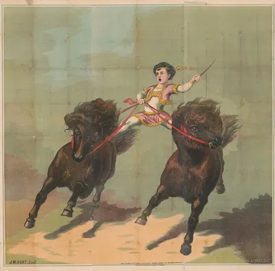 Акробат на двух лошадях by Дж. В. Харт, 1871 — digital art print download