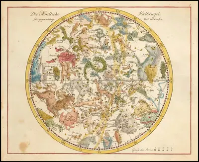Die Nördliche Halbkugel für gegenwärtige Zeit entworfen by Johann Elert Bode, 1805 — digital art print download