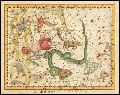 Cassiopea, Cepheus, der Kleine Bär, Drache by Johann Elert Bode, 1805 — digital art print download