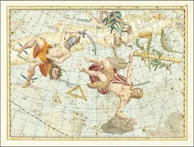 Cassiopeia, Perseus, Andromeda… Coelum Stellatum by Johann Elert Bode, 1801 — digital art print download