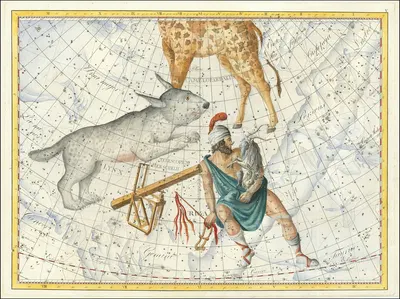 Auriga, Lynx, Telescopium Herschelii, Perseus, Camelopardalus by Johann Elert Bode, 1801 — digital art print download